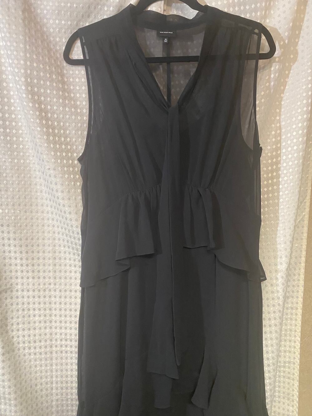 Who What Wear Black Maxi Tiered Sheer Ruffle w/slip Size XL